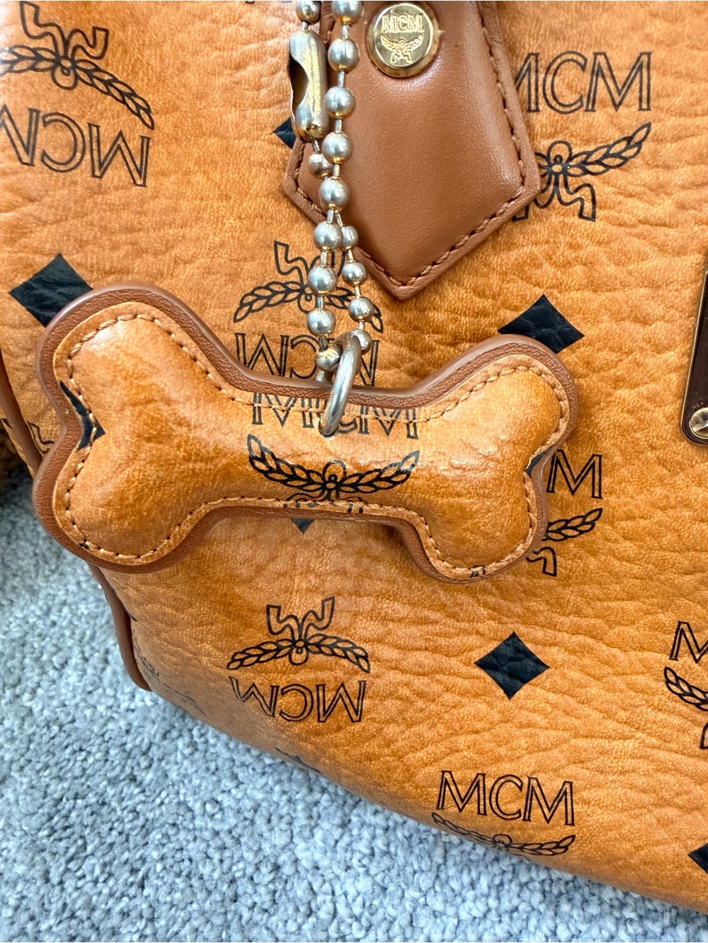 MCM Cognac Bone Charm